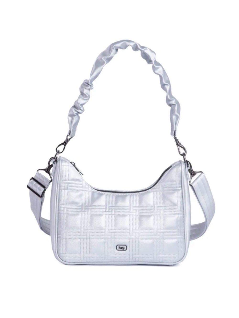 LUG Groove Satin Luxe VL Crossbody shoulder bag metallic silver NEW